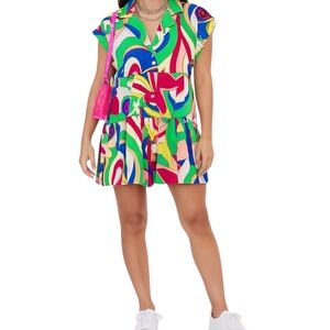 Entro Abstract Pop Art Romper Bold Rainbow Retro Outfit Womens Size Small Shorts
